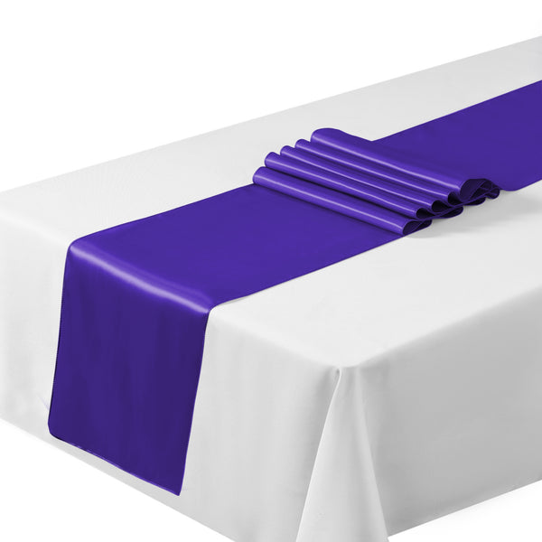Satin Table Runners Chair Wedding Party Table Decoration - Cadbury Purple