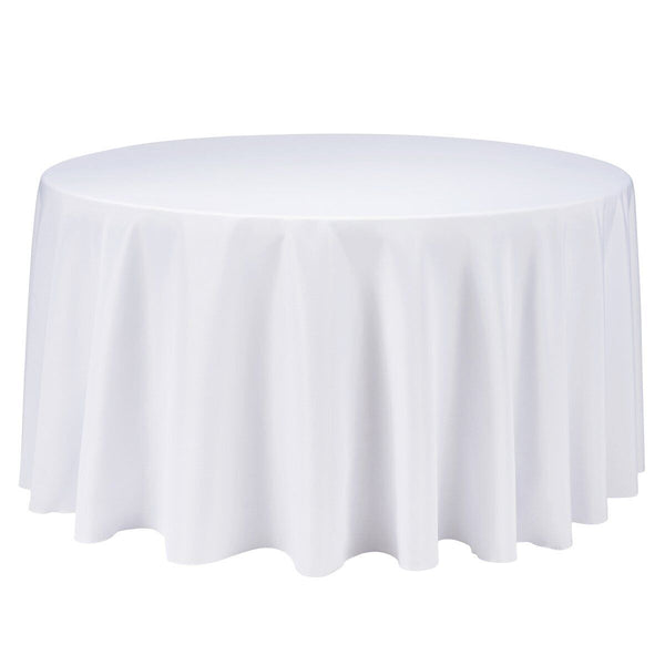 White 108" Round Polyester Table Cover Cloth Wedding Tablecloth