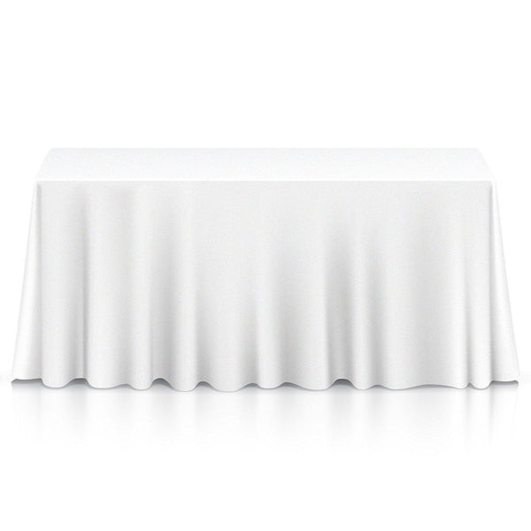 White 70''x90'' Rectangle Square Polyester Table Cover Cloth Wedding Tablecloth