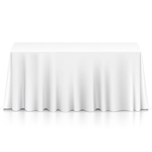 White 90''x156'' Rectangle Square Polyester Table Cover Cloth Wedding Tablecloth