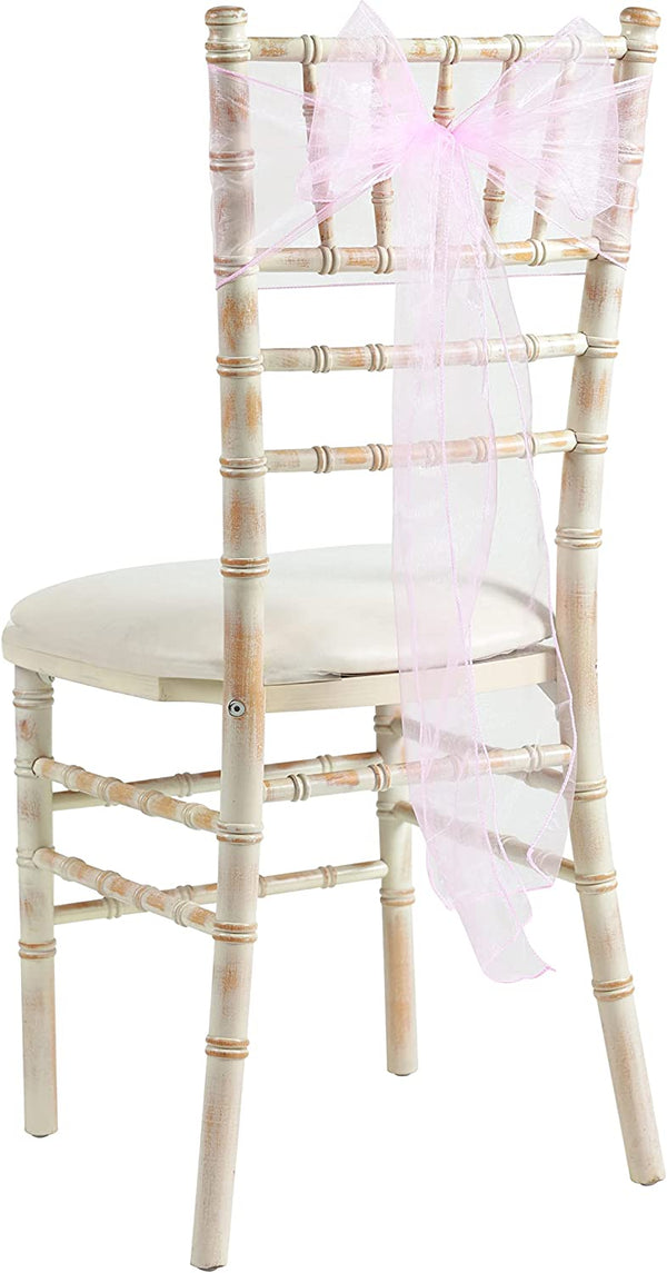 Organza Chair Bow Sashes - Baby Pink