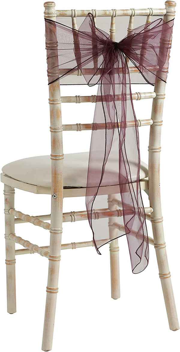 Organza Chair Bow Sashes - Plum
