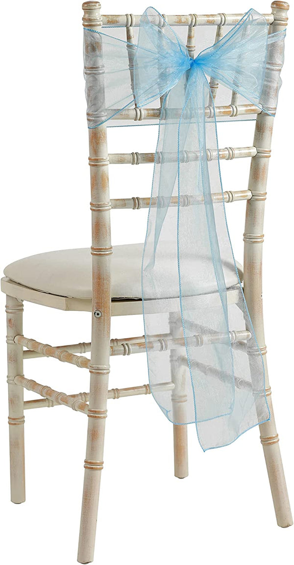 Organza Chair Bow Sashes - Baby Blue