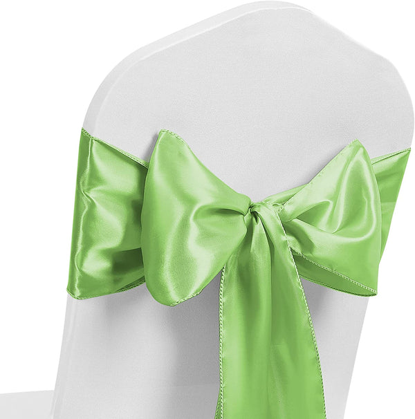 Satin Chair Sash Bow Back Tie Ribbon For Wedding Banquet Decoration - Green