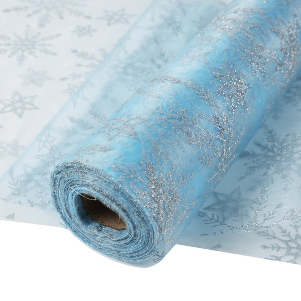 30M X 30CM Organza Roll Fabric - Blue Snow