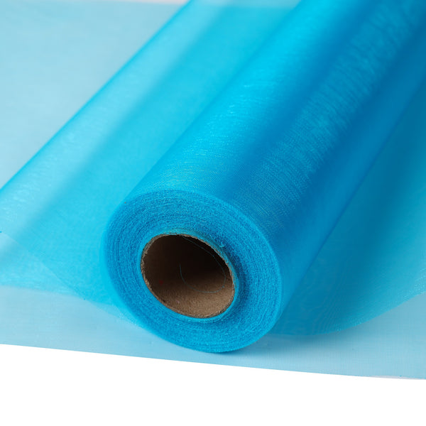 30M X 30CM Organza Roll Fabric - Turquoise Blue