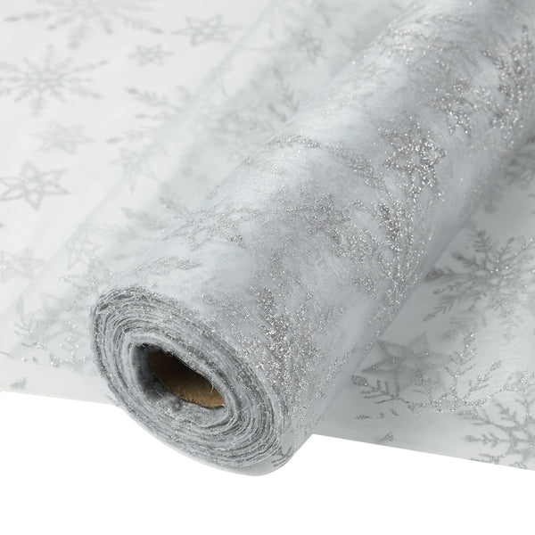 30M X 30CM Organza Roll Fabric - White Snow