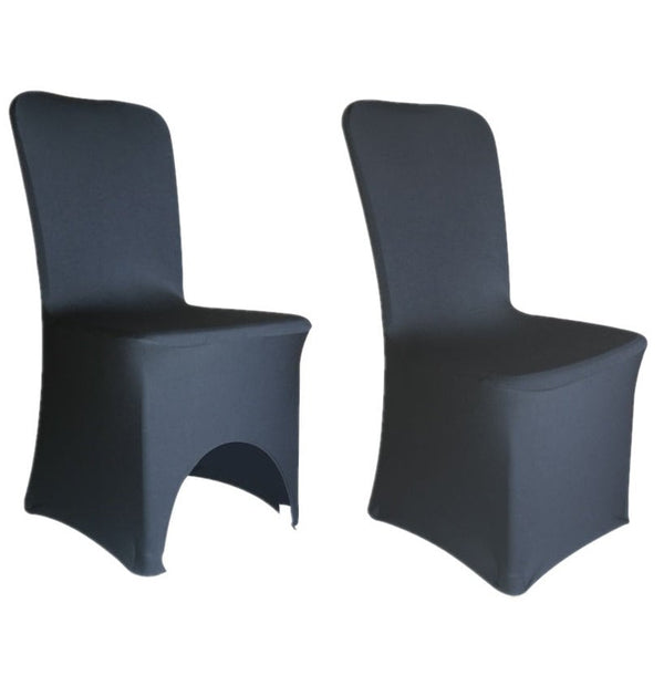 Black - Spandex Lycra Chair Cover Arched Front Covers - Wedding Party Decor