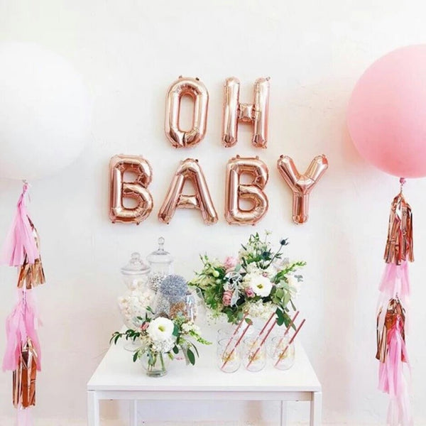 Oh Baby Baby Rose Gold Balloon Garland Balloons Pack Gender Reveal Decorations Gold Banner