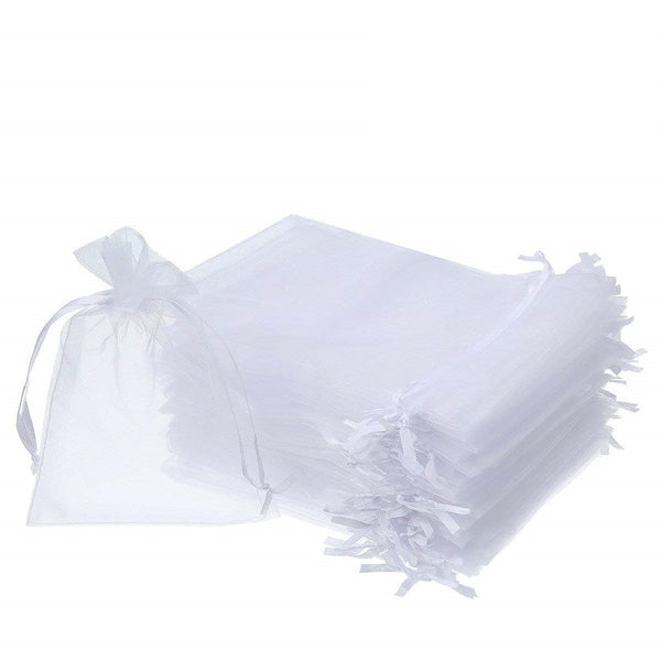 200 White Organza Bag (9cmx12cm) Gift Pouch Wedding Favour Bag Jewellery Pouch
