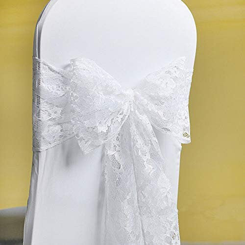 White Lace Bow Sash for chair cover sashes For Wedding Banquet Party bow