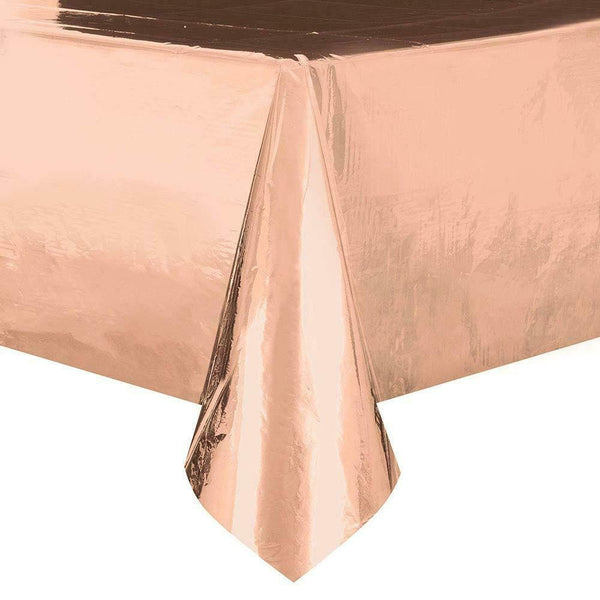 54" x 108" Rose Gold Table Cover Plastic Table Cloth For Birthday, Wedding, Hen Party, Baby Shower, Tablecloth, Party Table Decoration