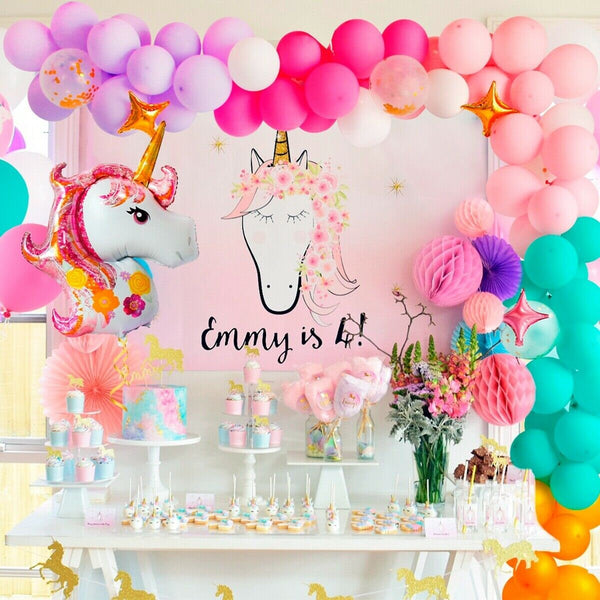 102Pcs Rainbow Unicorn Balloon Balloons Garland Arch Kit Birthday Party Baby Shower Decor
