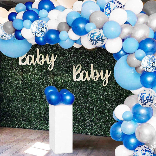 135 Pieces Blue Balloon Garland Arch Kit - White Blue Silver Blue Confetti Latex Balloons for Baby Shower Wedding Birthday Party  Decoration