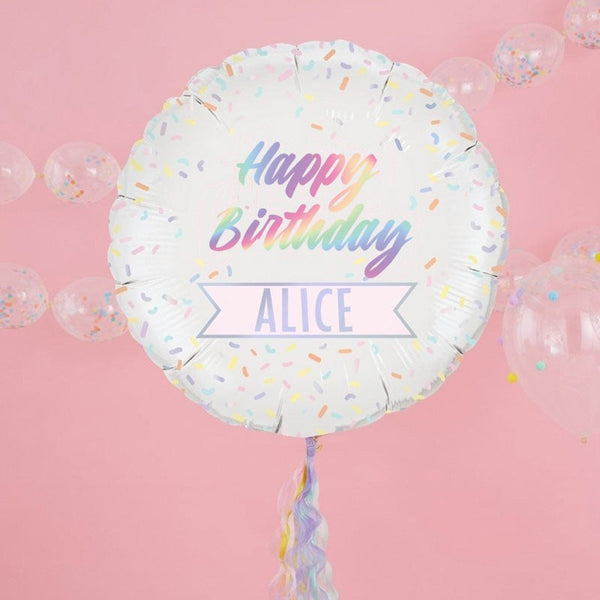 24" Foil Balloon Personalised Custom Words Message letters, numbers & symbols Iridescent Happy Birthday Foil Balloon including iridescent