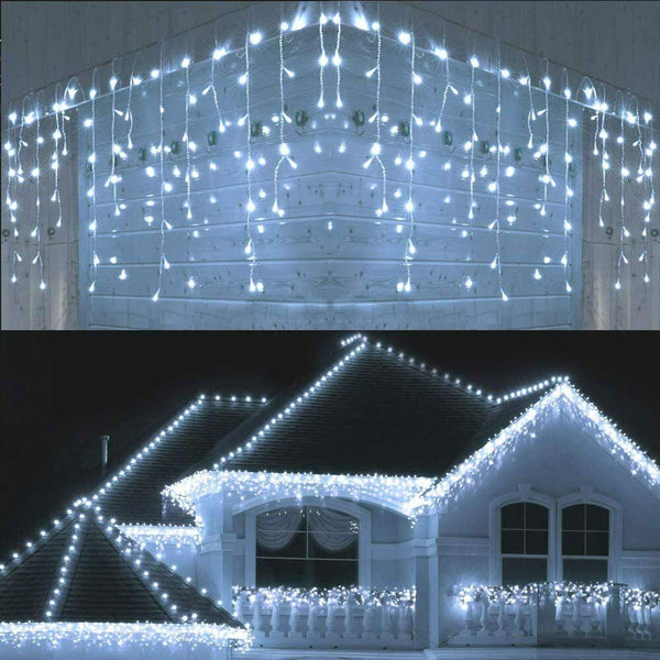 Christmas Xmas Bright LED Snowing Icicle Lights Indoor Outdoor House - 12M with 480 LEDs