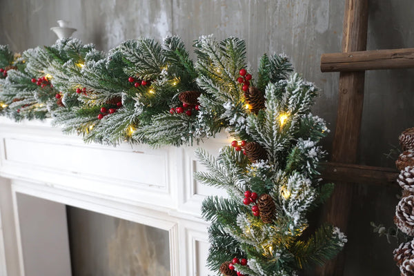 Christmas garland fireplace natural looking rustic spruce pinecones and berries /table decoration/ center piece/mantel decor/ Handmade