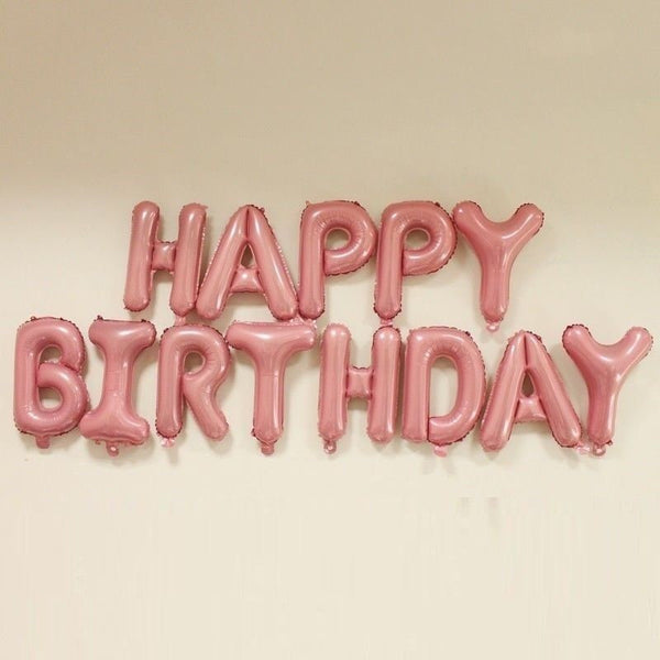 Large 16" Candy Pink Self-Inflating HAPPY BIRTHDAY Balloons Letter Banner Bunting Party Decoratio