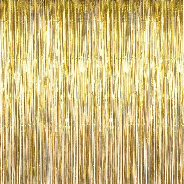3m Gold Self Adhesive Foil Fringe Tinsel Shimmer Curtain Door Wedding Happy Birthday Party DECORATIONS