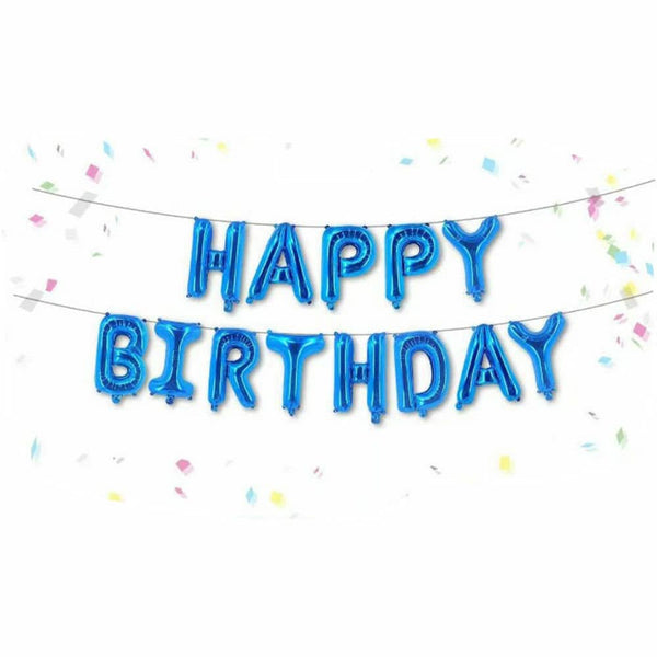 Large 16" Blue Self-Inflating HAPPY BIRTHDAY Balloons Letter Banner Bunting Party Decoratio