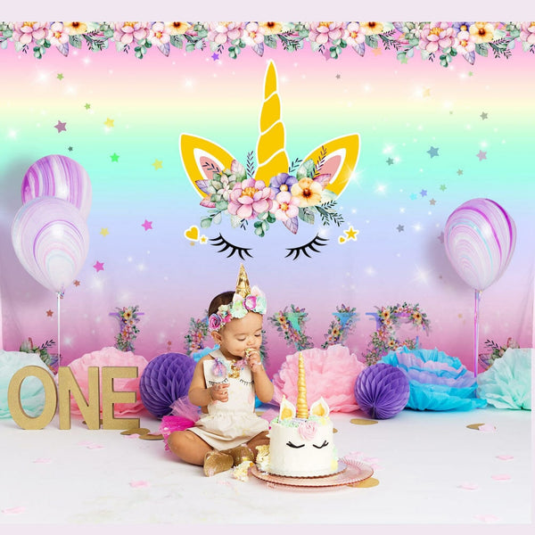 Unicorn Backdrop Photo Studio Flower Photography Background Birthday Party Baby Shower Decor Kids