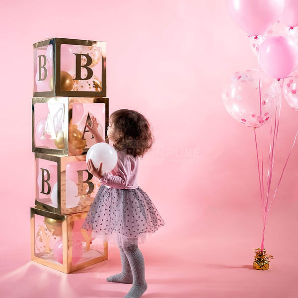 Gold Baby Shower Boxes Xmas Gifts Birthday Party Decorations Transparent Cardboard Box